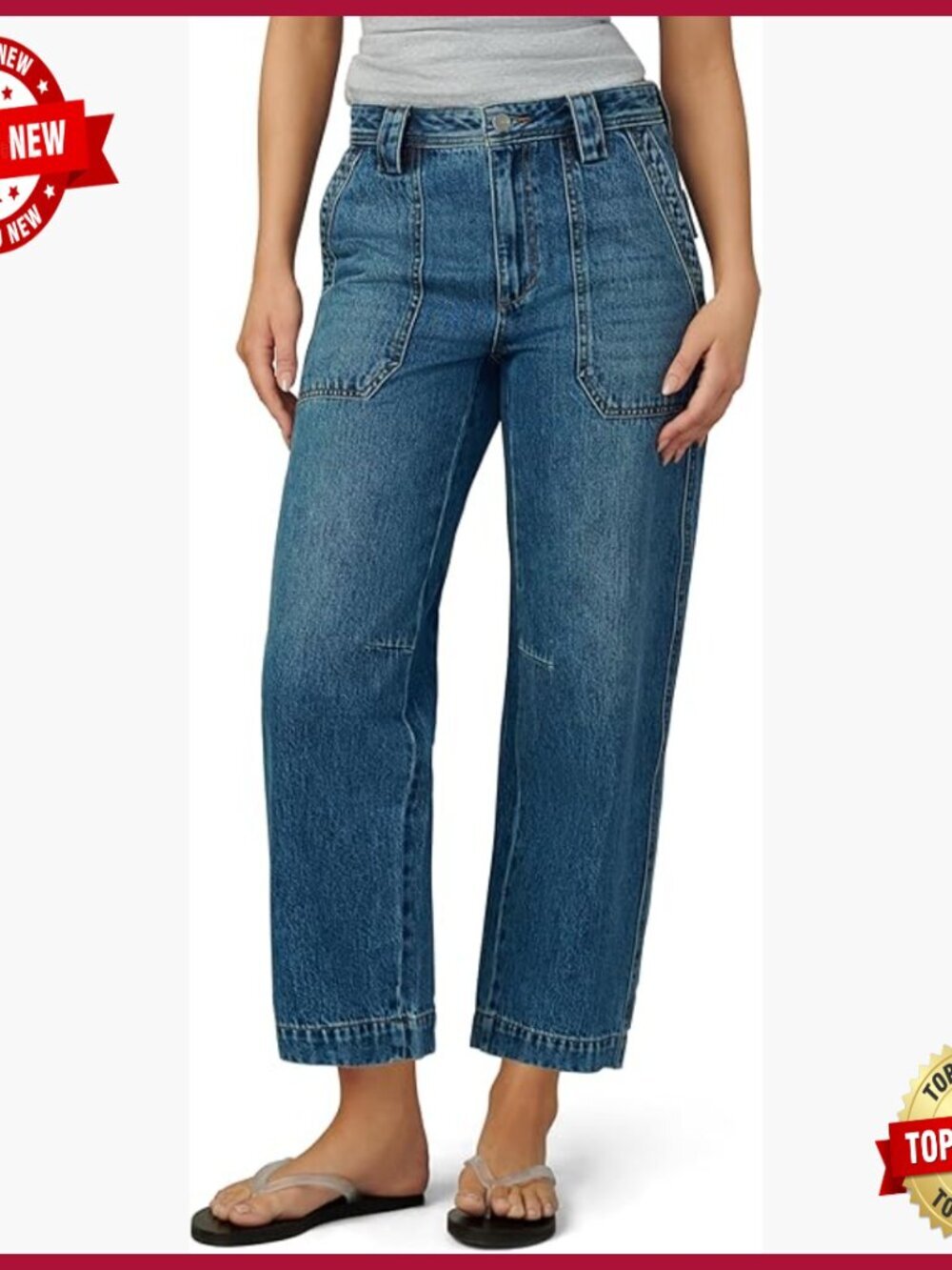 Relaxed High Rise Carpenter Pants, Workwear Denim with Utility Pockets